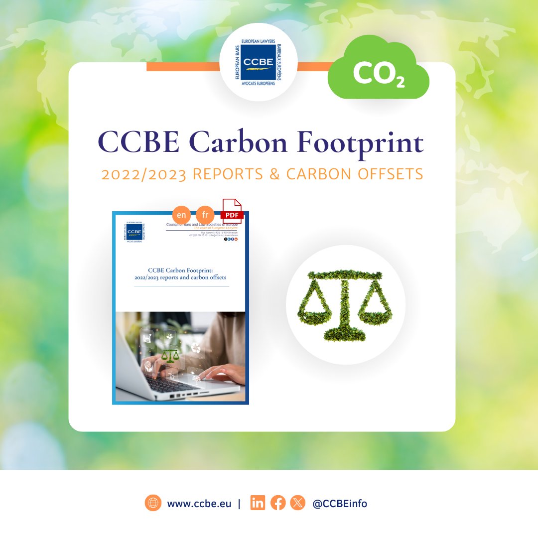 💡🌎Conformément à ses engagements, le CCBE publie son rapport carbone pour 2022 & 2023 : ccbe.link/e8fyt Le CCBE a décidé de compenser plus que la totalité de son empreinte carbone en finançant un projet de reforestation officiellement reconnu par Gold Standard.