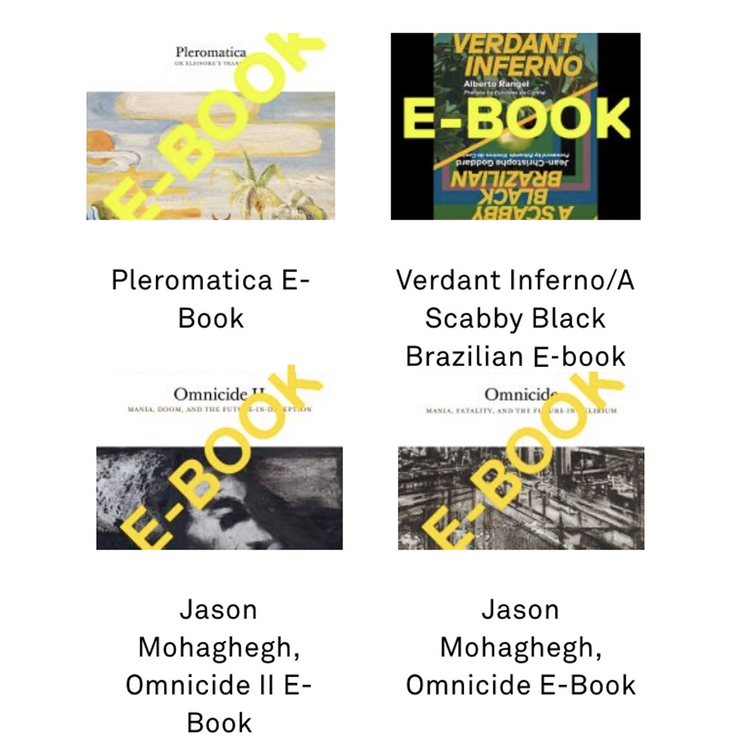 New E-books just dropped on the Urbanomic web shop: Omnicide I and II, Pleromatica, Verdant Inferno/A Scabby Black Brazilian. urbanomic.com/shop/