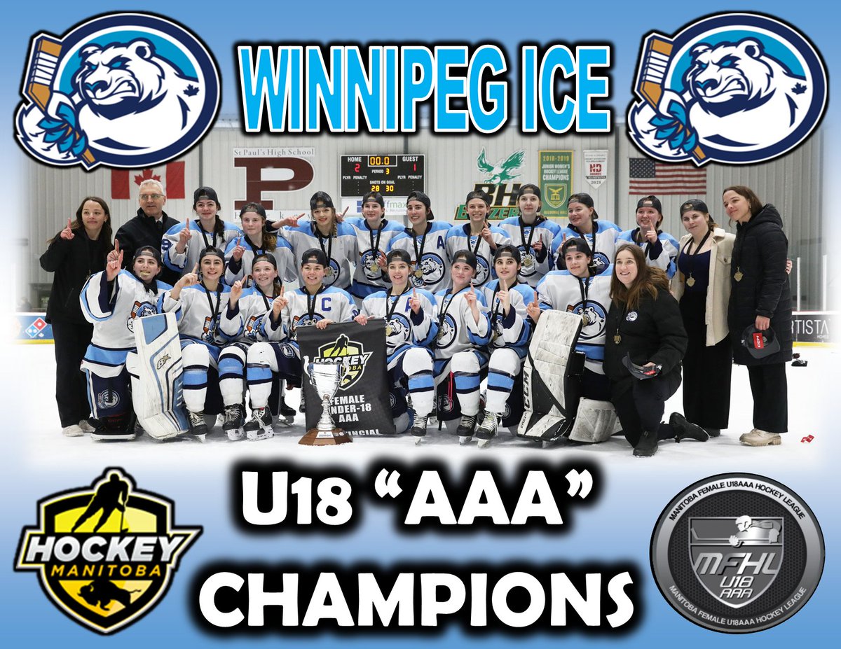 MFHLU18AAA's tweet photo. @WinnipegIceAAA REPEAT as MFHL - @hockeymanitoba U18 AAA Champions with tough 2-1 over @westmanAAA - @GameOnHockey @darryl_gershman @staylorsports @The_GShow_ @IceWaveMediaMB @GShowPodcast @mikegerl @CPFemaleU18 @Eastmanfemale @U18BoltsAAAF @femalepvhawks @WinnipegAvros @YHChiefs https://t.co/6bQFYm1XPb