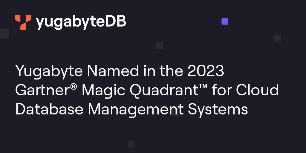 .@Yugabyte was named in the 2023 Gartner® Magic Quadrant™ for Cloud Database Management Systems for #distributedSQL database, YugabyteDB.🚀 View a complimentary copy of the report to learn about #YugabyteDB & the latest #cloud database advancements!⬇️ hubs.la/Q02lW1Zz0