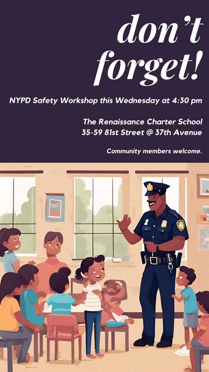 We are pleased to host a neighborhood safety workshop with the NYPD this Wednesday at 4:30 pm. Please RSVP here: docs.google.com/forms/d/e/1FAI…