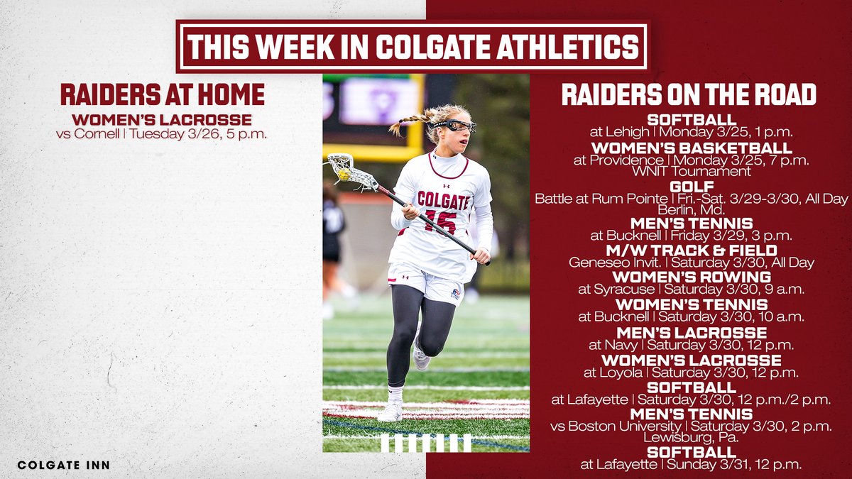 𝐓𝐡𝐢𝐬 𝐖𝐞𝐞𝐤 𝐢𝐧 𝐂𝐨𝐥𝐠𝐚𝐭𝐞 𝐀𝐭𝐡𝐥𝐞𝐭𝐢𝐜𝐬 Spring sports are in full swing for the Raiders! #GoGate
