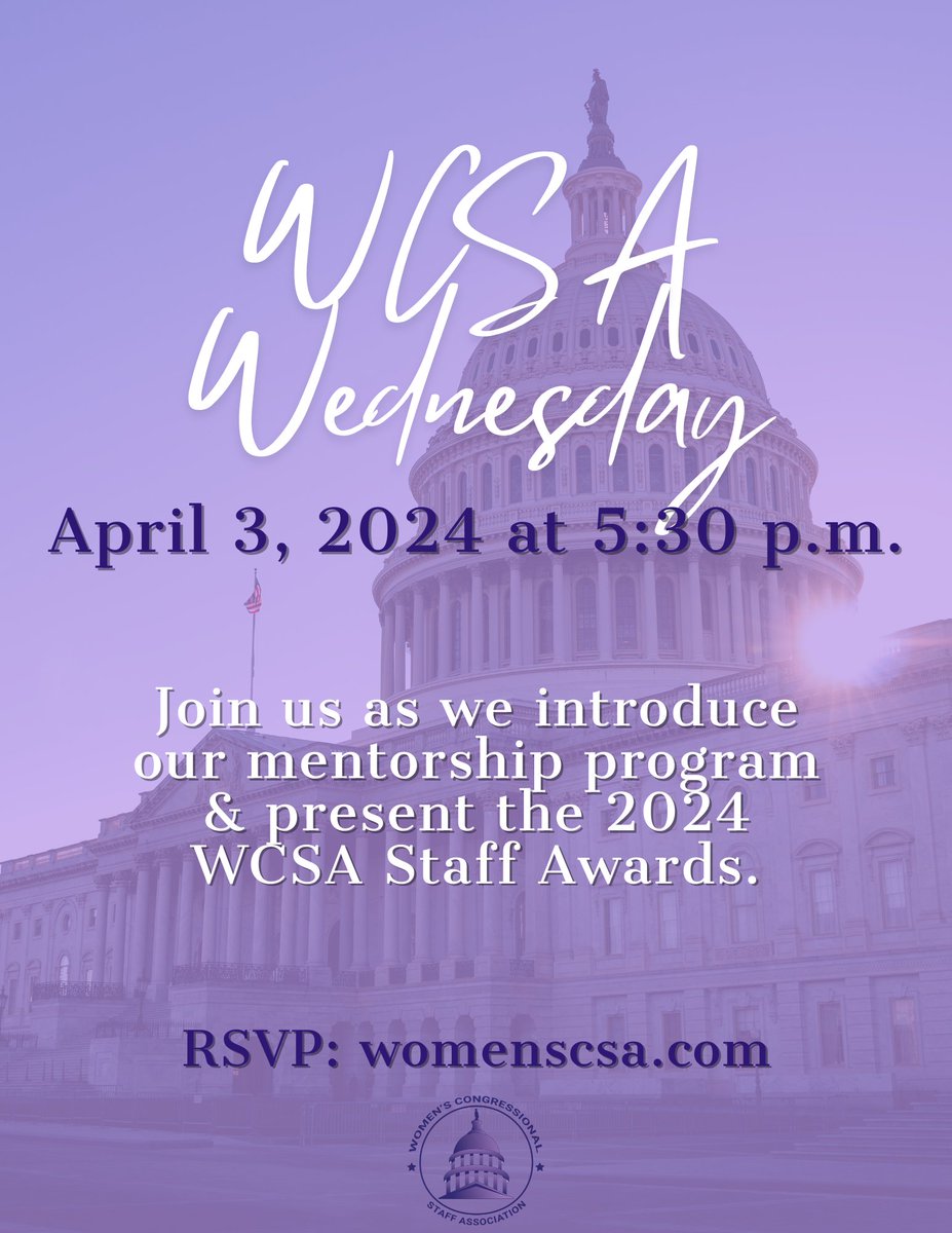 At our next WCSA Wednesday on April 3rd, we will introduce our mentorship program and present the 2024 WCSA Awards. To join us, RSVP at womenscsa.com. Location will be provided upon RSVP.