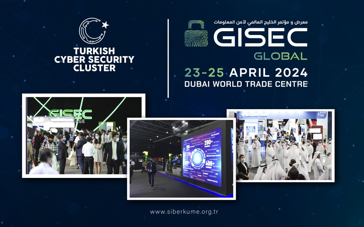 23-25 Nisan tarihleri arasında Dubai'de gerçekleşecek olan GISEC Global 2024 fuarında kümelenme üyelerimizle birlikte Türkiye Pavilyonu çatısı altında yer alıyoruz. Katılmak ve detaylı bilgi almak isteyen firmalarımızın küme ofisi ile ivedilikle iletişime geçmeleri gerekmektedir.