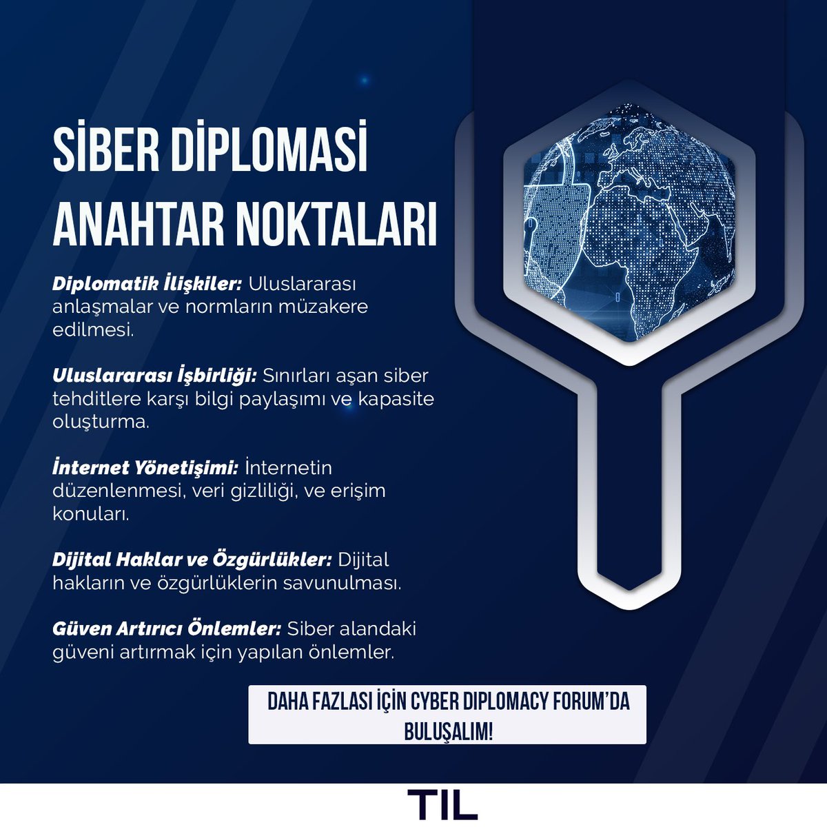 🌐 Siber Diplomasi Nedir? Tomorrow Is Late olarak, dijital geleceğin yönetilmesinde diplomasi gücüne inanıyoruz! 💻🌍 Siber diplomasi, siber güvenlik, internet yönetişimi ve dijital haklar gibi karmaşıklıkları ele almak bugün çok daha önemli. 🛡️🔒 Uluslararası anlaşmaların