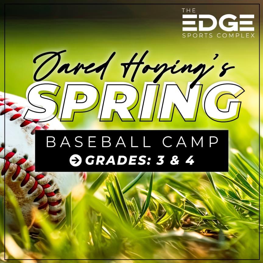 <a href="/jhoying3035/">Jared Hoying</a> will be continuing to share his knowledge, experience, &amp; passion for baseball with a 1-day Spring Baseball Camp for all 3rd &amp; 4th-grade kids!👇🏽

⚾WHEN: Sat, April 20, 2024
*Grade 3: 9-10:30am
bit.ly/495WfQ1
*Grade 4: 11am-12:30pm
bit.ly/4a5Mov6