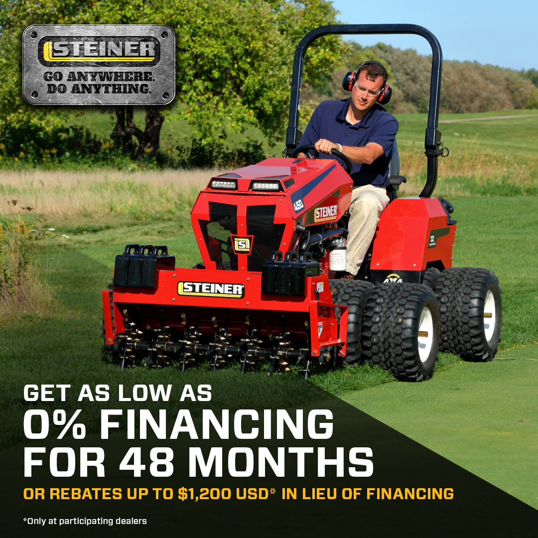 Our 0% financing for 48 months offer has been extended! Reach out to your local dealer for this special offer just in time for spring aeration and cleanup. #Steiner450 #SteinerTurf #SteinerTractor