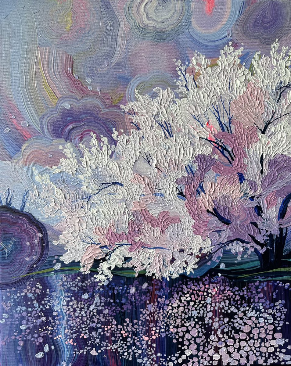 acrylic, canvas 40*50 cm “blooming tree cloud” #art #painting #spring
