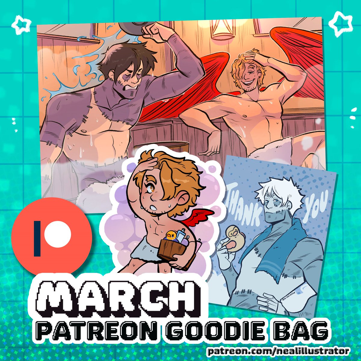 Steamy sauna bonding over on the patreon! 🔥🔥🔥 If you want to snag this goodie bag be sure to join the party over on my patreon before the end of the month! patreon.com/user/membershi…