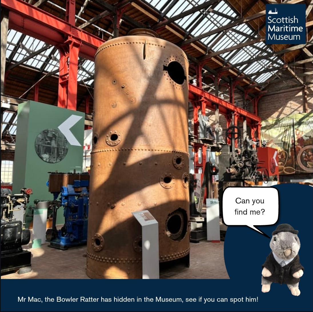Where’s the Rat Wednesday Mr Mac the Bowler Ratter has hidden in the Museum, Can you spot him? #scottishmaritime #scottishmaritimemuseum #museum #scotlandmuseum