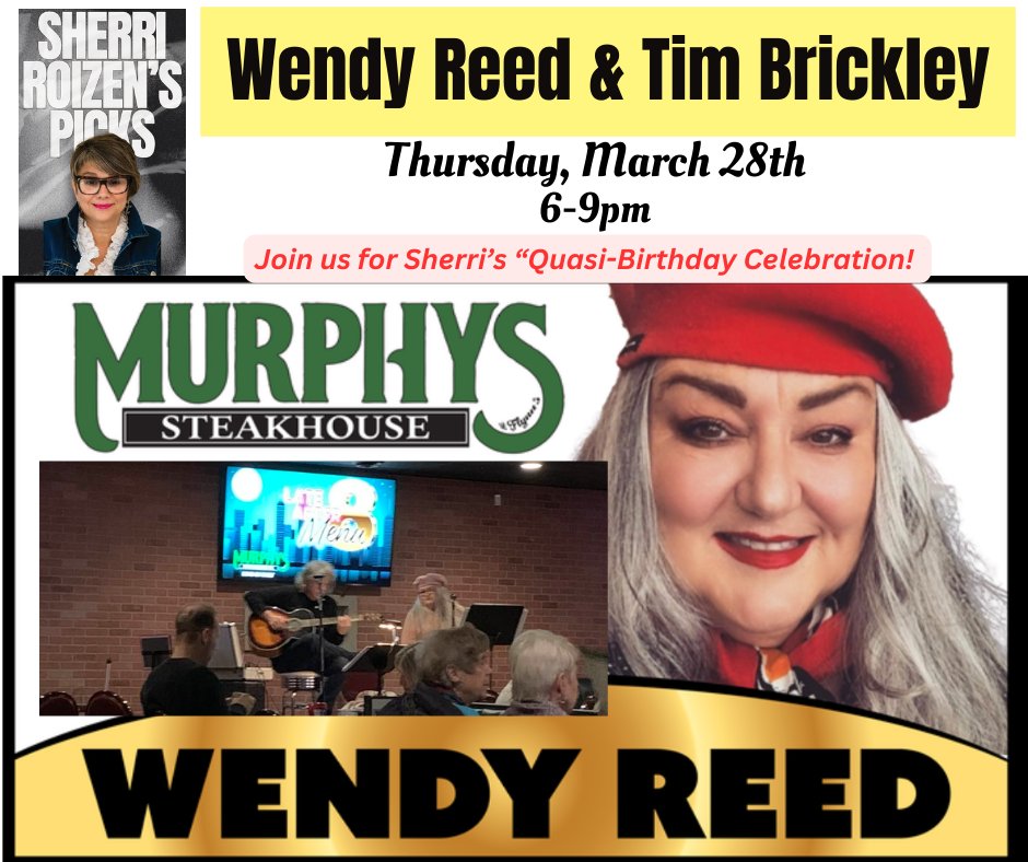 Thursday, March 28th, 6-9pm. <a href="/WendyReedVocal/">WendyReedSings 🎙</a> &amp; <a href="/TimBrickley/">Tim Brickley</a> Special 'Quasi-Birthday' Celebration for Indy Realtor Extraordinaire #SherriRoizen