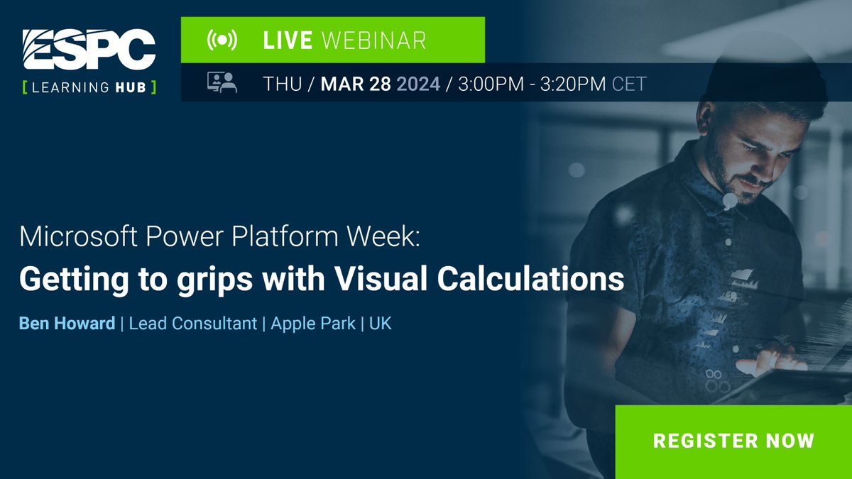 ESPC_Community's tweet image. Upcoming Webinar💥
Ben Howard will show you #VisualCalculations, a new feature that makes life easier for the citizen and pro developer. In this session, Ben will discuss how and where they should be used, and their limitations.
Register - sharepointeurope.com/register-for-w…