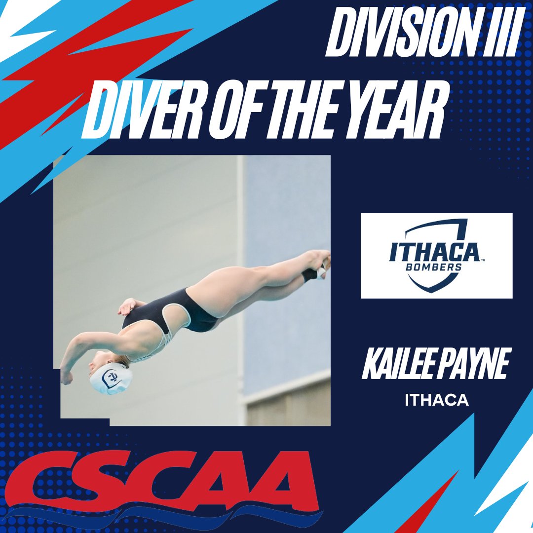 The CSCAA has named NYU’s Kaley McIntyre and Ithaca’s Kailee Payne Division III Women’s Swimmer and Diver of the year! #CSCAA #DIII @NYUSwimDive @Ithaca_SwimDive @NewsUAA @LLAthletics