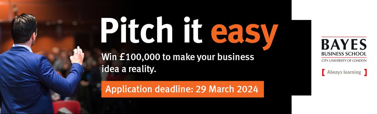 Entrepreneurship competition takes flight. Race for £100,000 prize for start-ups underway as Bayes prepares to celebrate entrepreneurs from all across City, University of London. city.ac.uk/news-and-event…