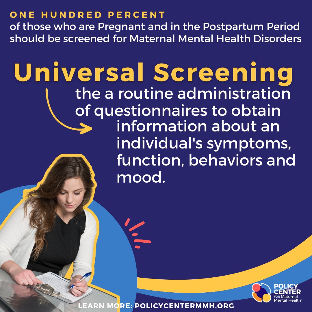 PolicyCenterMMH's tweet image. In the case of maternal mental health screening, universal screening involves the #healthcaresystem implementing standardized protocols and systems to screen all who are pregnant or in the #postpartum period.
2020mom.org/issue-briefs-a…
#maternalmentalhealth #screening #mentalhealth