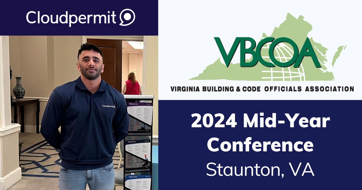 We're starting the week at the 2024 VBCOA Mid-Year Conference in Staunton, VA. Our team is excited to talk with building and code officials about how our software can streamline permitting and inspections. #Inspections #OnlinePermitting #CommunityDevelopment #GovTech #LocalGov