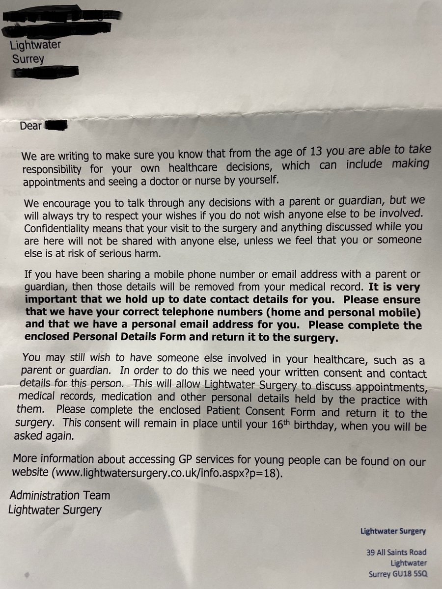BBGRichie's tweet image. This letter was sent to a 12 year-old boy by his GP. His mother is not happy. I don't blame her. She'll be discussing it with me on today's Richie Allen Show. I'm live at 4. Speak then.