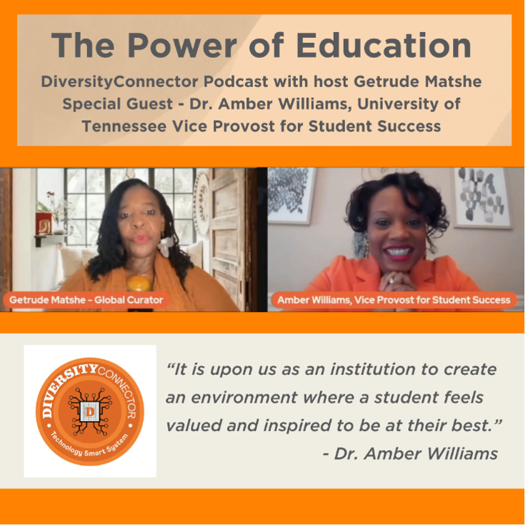 Our own @ambers_williams was recently featured on the DiversityConnector Podcast with <a href="/GetrudeMatshe/">Getrude Matshe</a> to talk about student success strategies, transformative change &amp; how one chance discussion at a job board helped shape the course of her career!

LISTEN:
youtube.com/watch?v=v6d4Op…