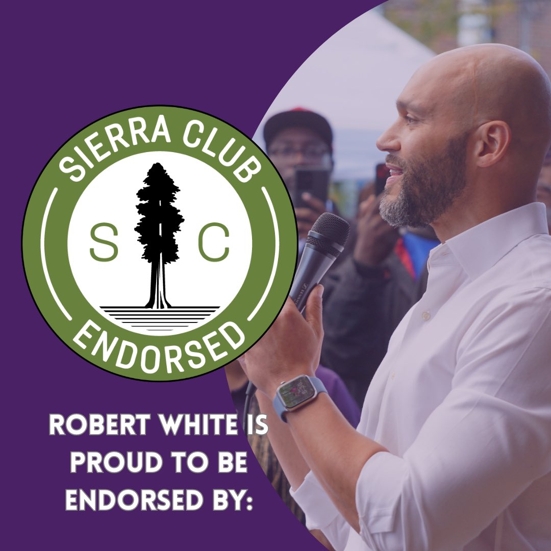 We have big news to start of the week! “The Sierra Club has endorsed Robert White since his first campaign, and we’re proud to endorse him again,” said Lara Levison, Chair of the DC Sierra Club DC Chapter Clean Energy Committee. Thank you, @SierraDC!