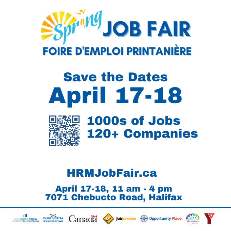OPRCNS's tweet image. 🌸 Ready to bloom in your career this spring? 

Join us at the Nova Scotia Works HRM Spring Job Fair April 17th-18th - where opportunities are in full bloom! 
🌼 Visit hrmjobfair.ca for details.

#SpringJobFair #CareerGrowth #halifaxnoise