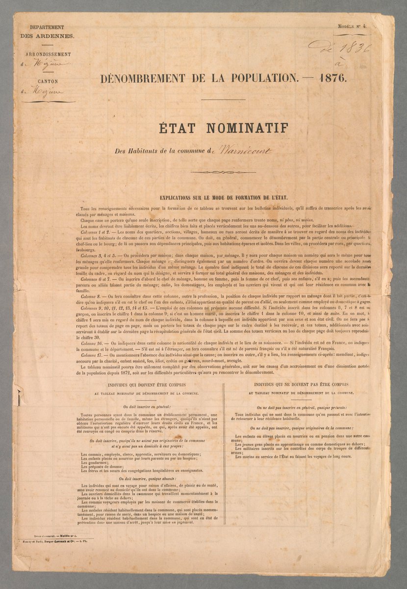 FIN DES RECENSEMENTS DE POPULATION ❗

Ls dernières communes sont enfin en ligne, toutes les informations ici:
archives.cd08.fr/article.php?la…