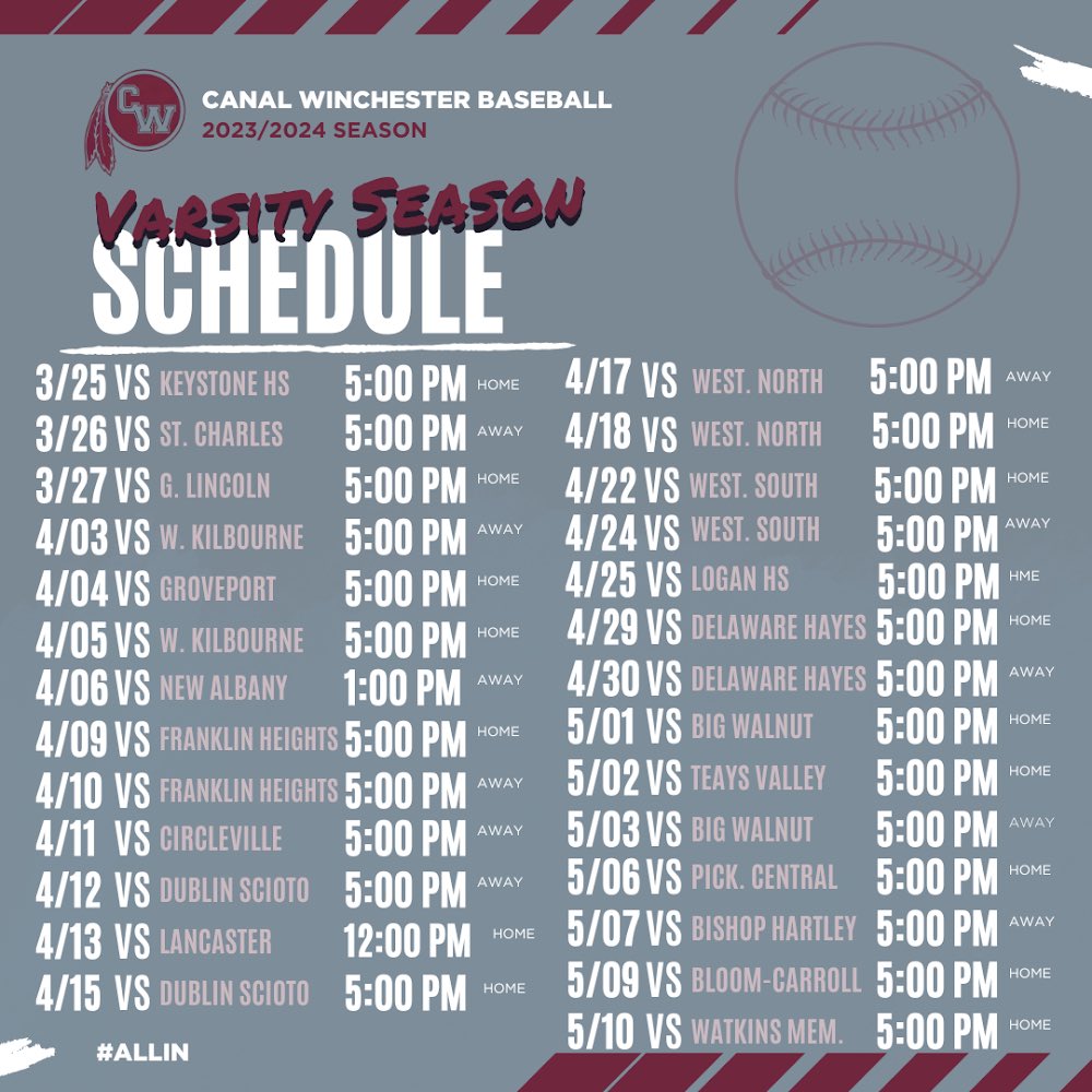 ⭐️ Schedule Drop! ⭐️ 

The season starts TODAY! 🏹 ⚾️ 
#ALLIN