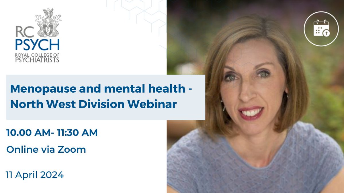 Join the North West Webinar on Menopause and mental health with speaker @drlouisenewson discussing the role of female hormones in the brain and how reduced and fluctuating levels of hormones can affect mental health and treatment options available. ➡️rcpsych.ac.uk/events/confere…