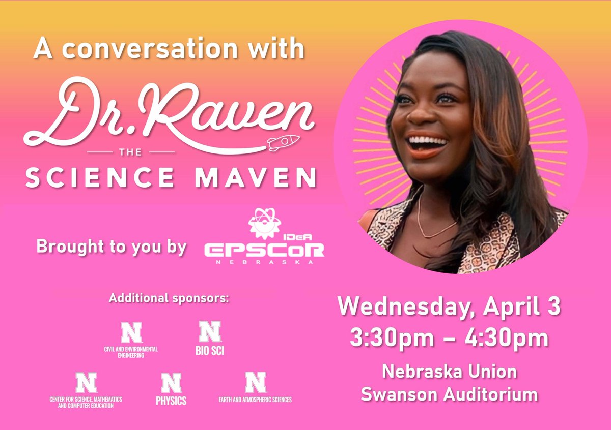 🎆People of @UNLincoln, THIS IS NOT A DRILL!!!🎆 #scicomm QUEEN 👑 @ravenscimaven will be on campus NEXT WEEK!! If you know her, you already know you need to be there. If you don't know her, go here to find out why you need to be there: thesciencemaven.com