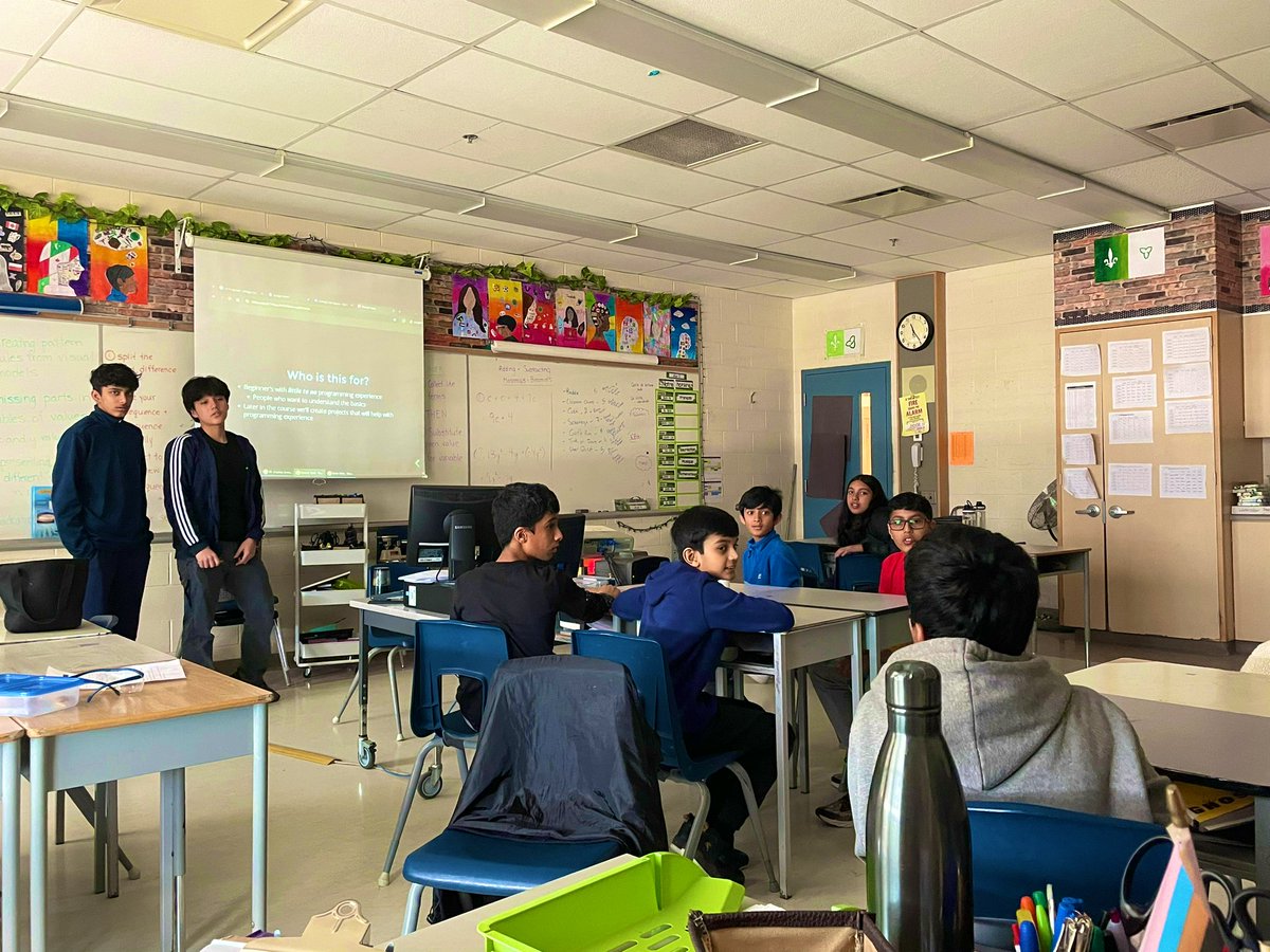 Day 1 of the coding club led by Emilio and Aiden! #codingclub #studentled #studentinitiative <a href="/peel21st/">Empowering Modern Learners @ PDSB</a> <a href="/vidagardener/">Vida Gardener</a> <a href="/FletchersSrPS/">Fletcher's Creek Sr. PS</a>