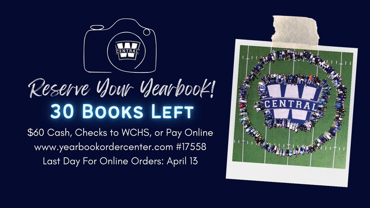 WCYearbookStaff's tweet image. The Yearbooks are officially submitted to the Publisher! They plan to arrive to WCHS in May! 

We have around 30 books left! Please note that online ordering will close April 13. Cash and Check options are available until all books are sold. 
@WC_Dragons