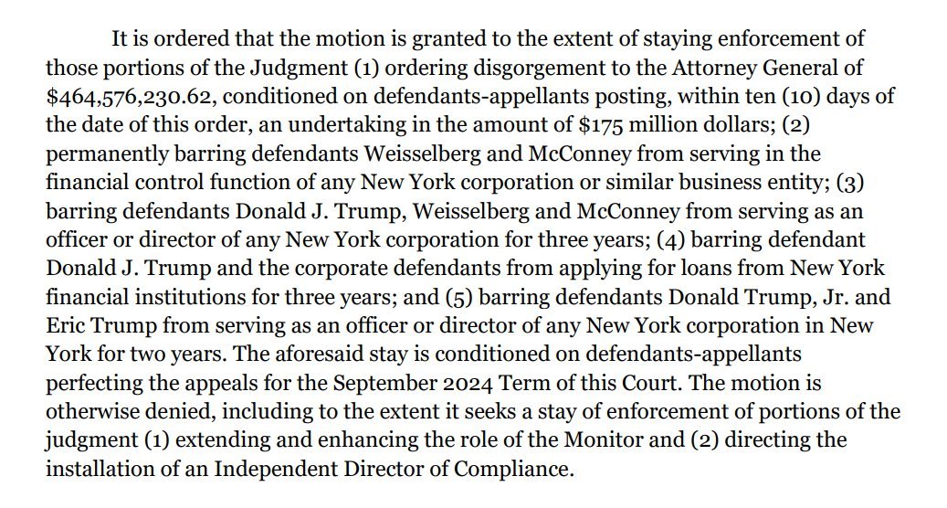 Yet again, @realDonaldTrump gets special treatment with his own private system of justice. The NY Appeals Court has decided to give Trump more time to pay less money by reducing his bond from $454M to $175 and giving him 10 days to get the money. This makes absolutely no sense.