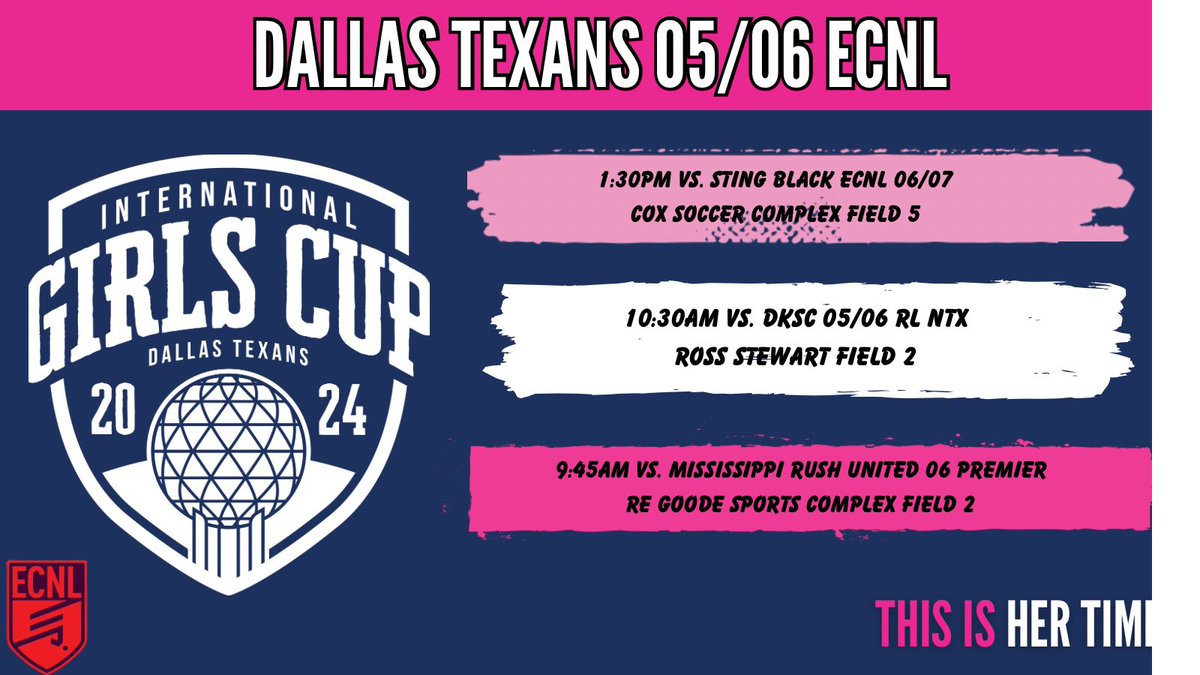 Come catch us in action as we head into to the Dallas International Cup‼️Schedule 👇#DTGIC @PrepSoccerTX @ECNLgirls @ImYouthSoccer @ImCollegeSoccer