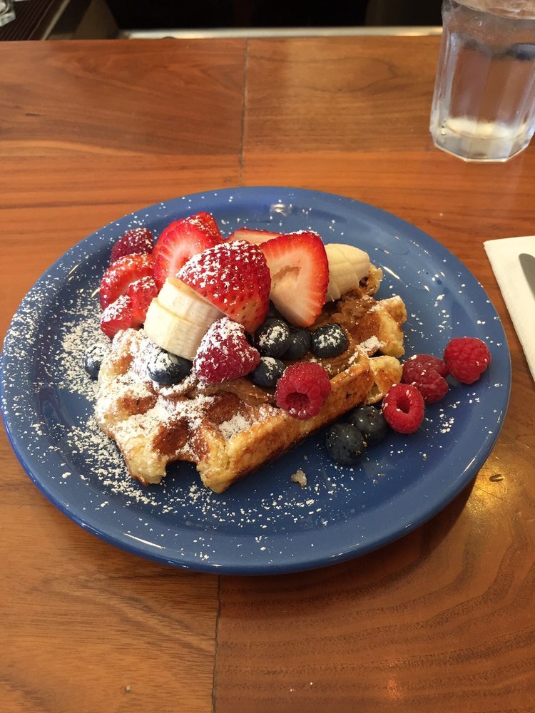 Liege waffles are crisp on the outside and warm and chewy on the inside. Pearl sugar adds sweetness. Enjoy them at the Shaky Alibi on Beverly for #NationalWaffleDay