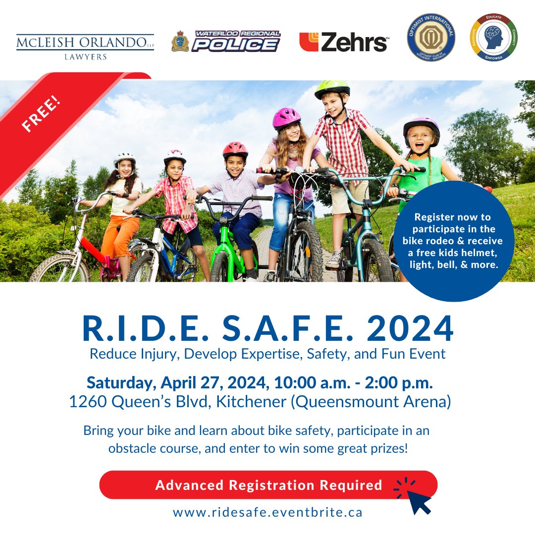 🚴‍♀️ It's time to pedal for safety at R.I.D.E. S.A.F.E. 2024! 🎉 Secure your spot and helmet for a wheelie good time! Let's roll towards safer streets together! Register here: eventbrite.ca/e/ride-safe-bi…