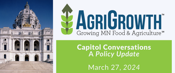 Sign up for this week’s Capitol Conversation on March 27th!

This virtual event is exclusive to AgriGrowth members and provides an opportunity to catch up on legislation and policy.

Registration is required: agrigrowth.org/events/minneso…

#AgriGrowth #MnAg #CapitolConversations #MnLeg