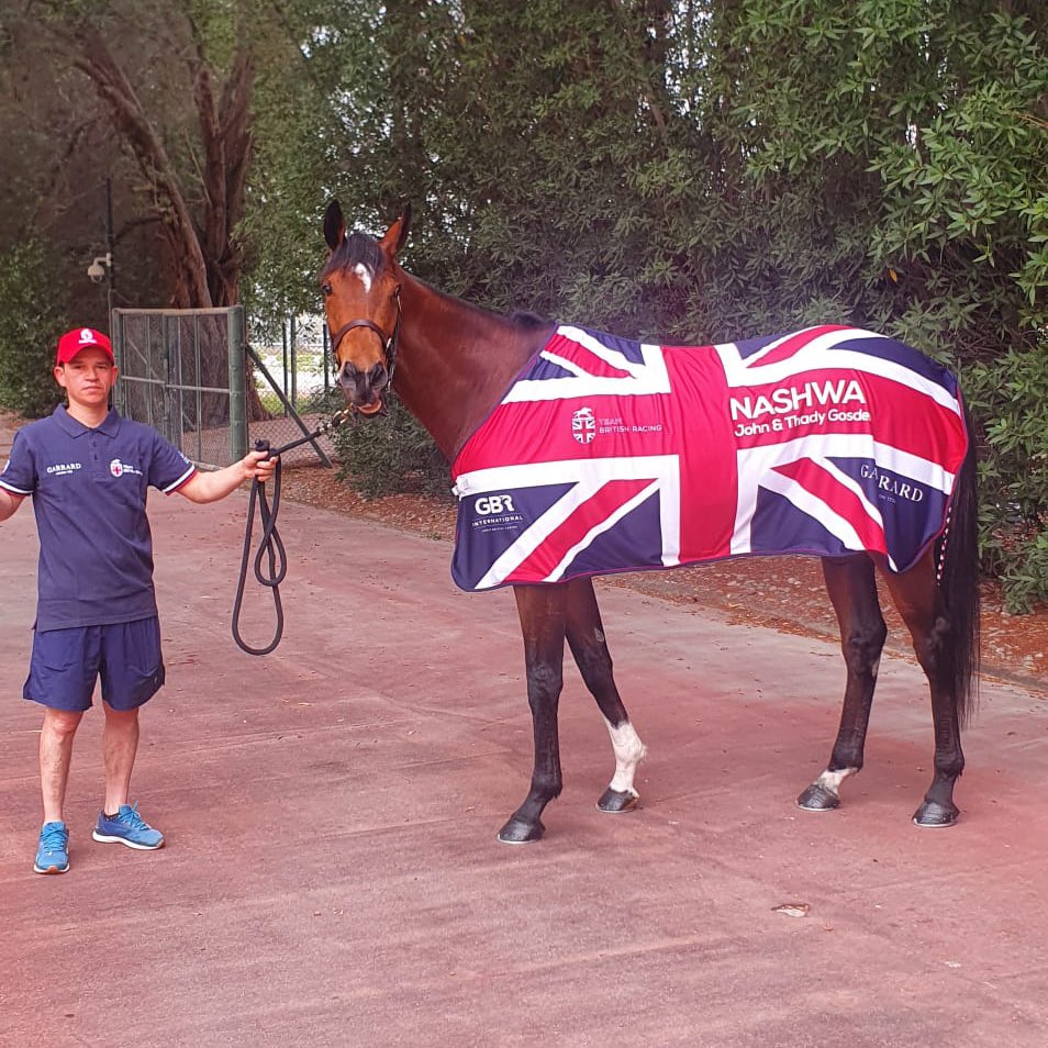 NASHWA (GB) represents John & Thady Gosden on Dubai World Cup night this Saturday. 💫

The triple Gr.1 winner by FRANKEL (GB) is owned by Imad Alsagar, who bred her at his own @BlueDiamondStd in Newmarket. 🇰🇼🤝🇬🇧

#TeamBritishRacing | @GarrardLondon | @RacingDubai 🇦🇪