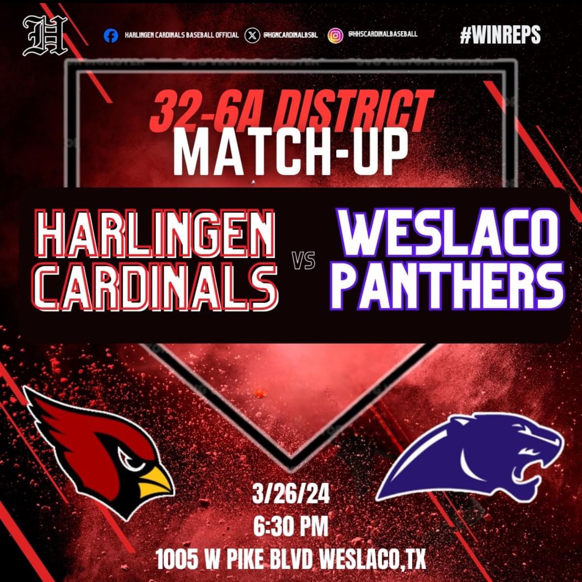 eddiejf10's tweet image. 🚨 32-6A District Match-Up
#CardinalGrit #WinReps #CSND #TXHSBASEBALL

@HgnCardinalBsbl 
@HHSBaseball2024 
@SouthTexasHigh1 
@Riosportslive 
@HCISD_Athletics