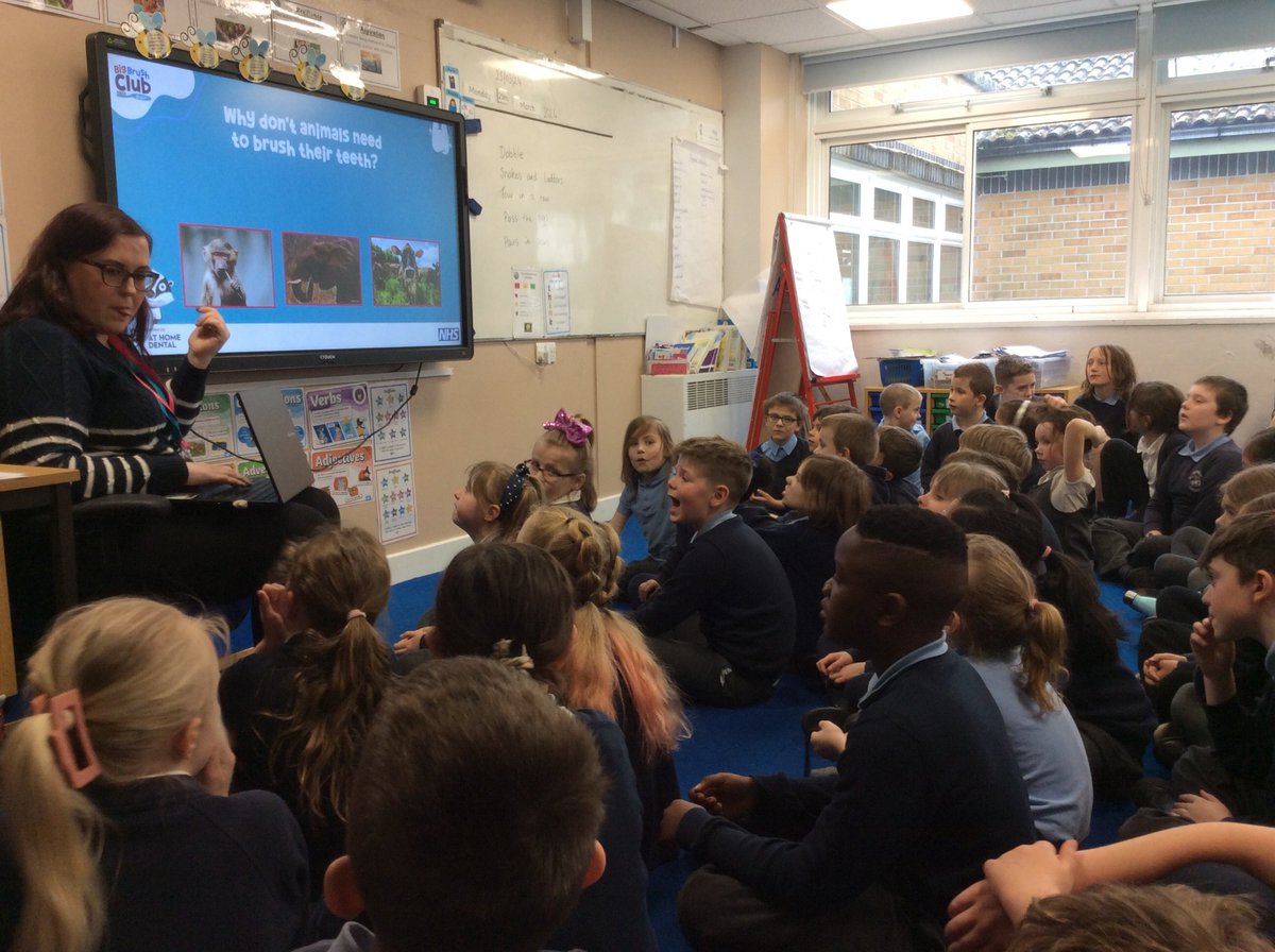 The children were visited by NHS Big Brush Club today and had class discussions on the importance of looking after our teeth.