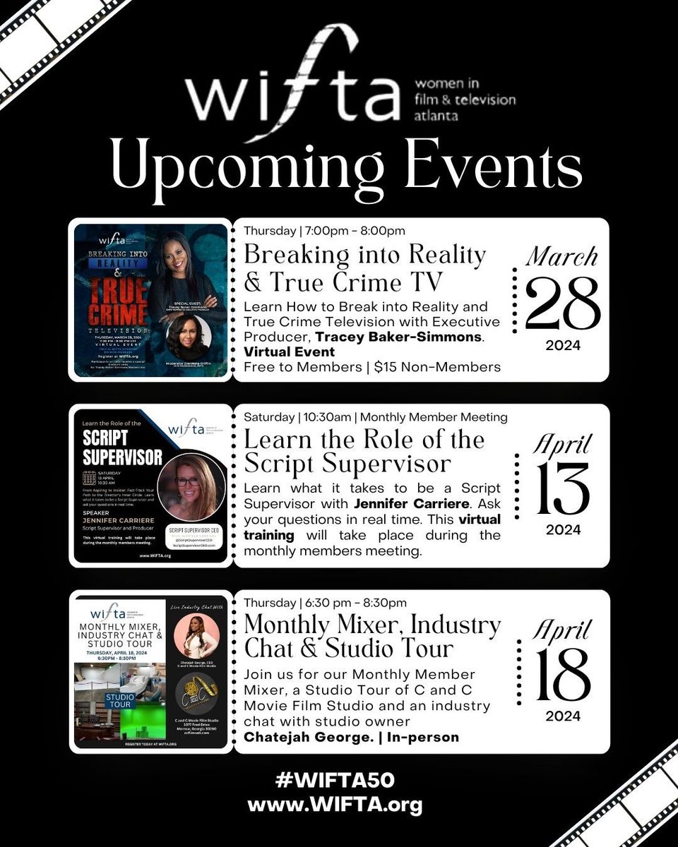 WIFTA Upcoming Events! 🎬 wifta.org/upcoming-events