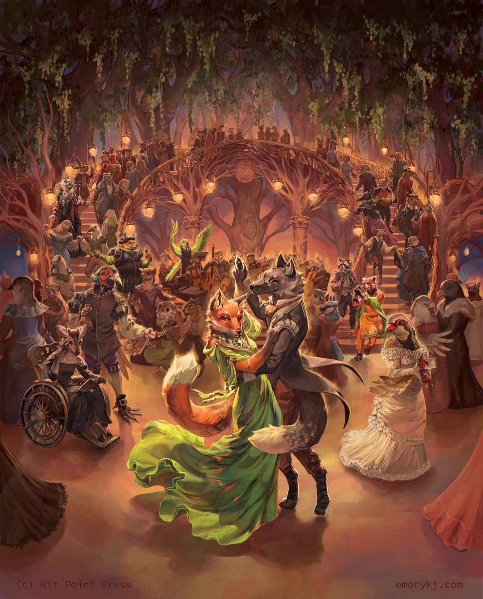 Finally get to show off this monster of a cover I did for Humblewood Tales: Panic at the Golden Gala!
I was moving house in the middle of drawing this and still can’t believe I managed to get it all done in time 😅