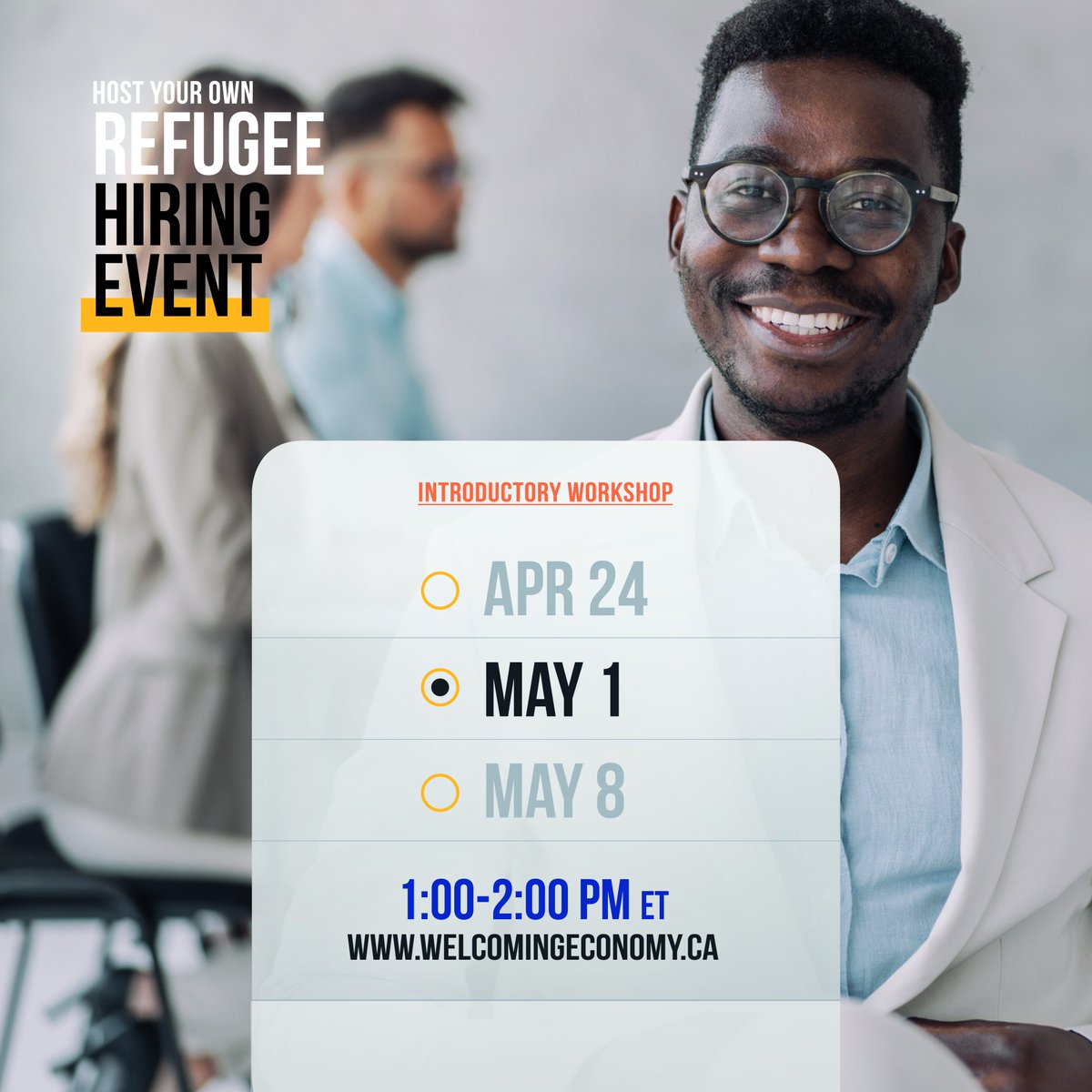 Get insights on planning a Refugee Hiring Event, with step-by-step lessons, informal coaching, and downloadable resources in this Introductory Workshop by #WelcomingEconomy!

Register: bit.ly/we-training-20…

#RefugeesWelcome
#WithRefugees
