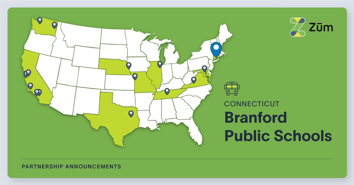 We are pleased to announce that @BranfordPS has awarded a $60M, 10-year #transportation contract to Zum. Within 5 years, Zum will also transition Branford to a 100% electric school bus fleet, the first in Connecticut. #studenttransportation #sustainability ridezum.com/press-release/…