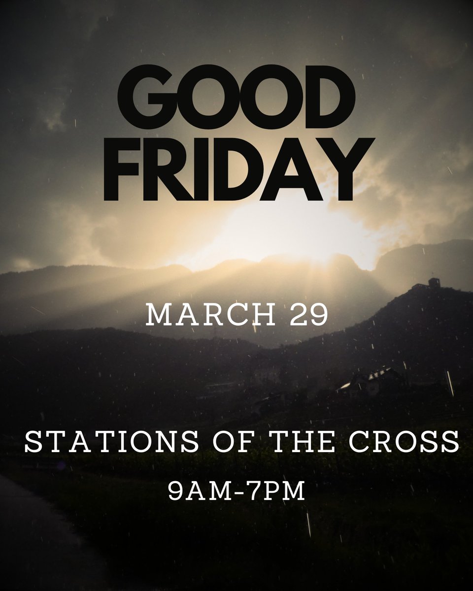 Experience the stations of the cross throughout the church building as you reflect on the events of Good Friday and Easter.  Come and go as you wish, anytime between 9am and 7pm.