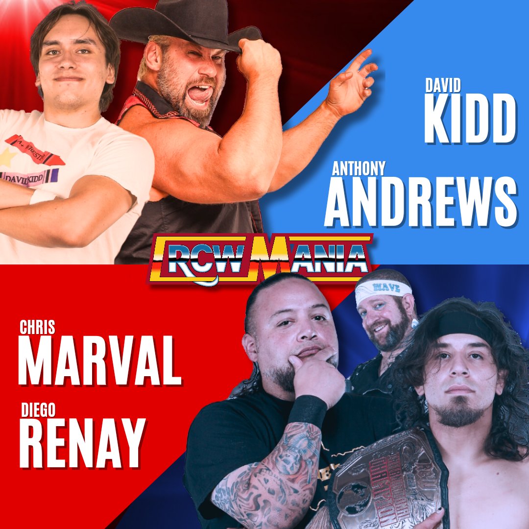 MATCH MADE OFFICIAL! @David_Kidd_ and @ThoroughbredAA vs 'Cocky' Chris Marval and RCW International Champion @Diegorenay! Seats are sold out! Some standing room only will be sold at the door the night of the event. Watch from the comfort of your home at titlematchnetwork.com/rcw-river-city…