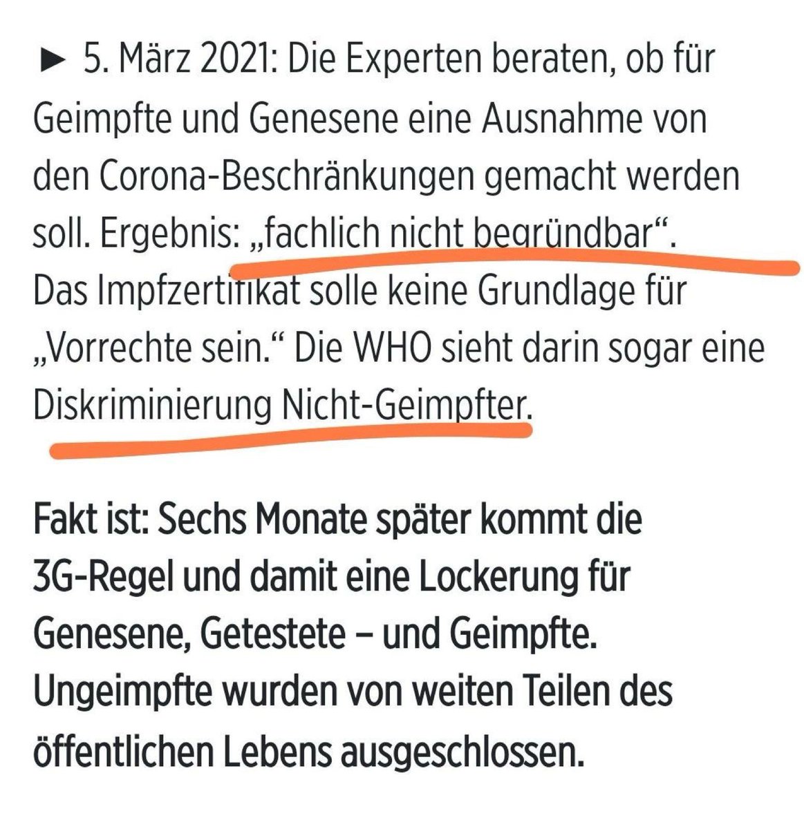 Dank der #RKIProtokolle wissen wir: Regierungsexperten hielten die Diskriminierung Ungeimpfter für „fachlich nicht begründbar“. 6 Monate später beschloss die Regierung die 3G-Regel und den Ausschluss Ungeimpfter von weiten Teilen des öffentlichen Lebens. Ein Skandal. #DeshalbAfD