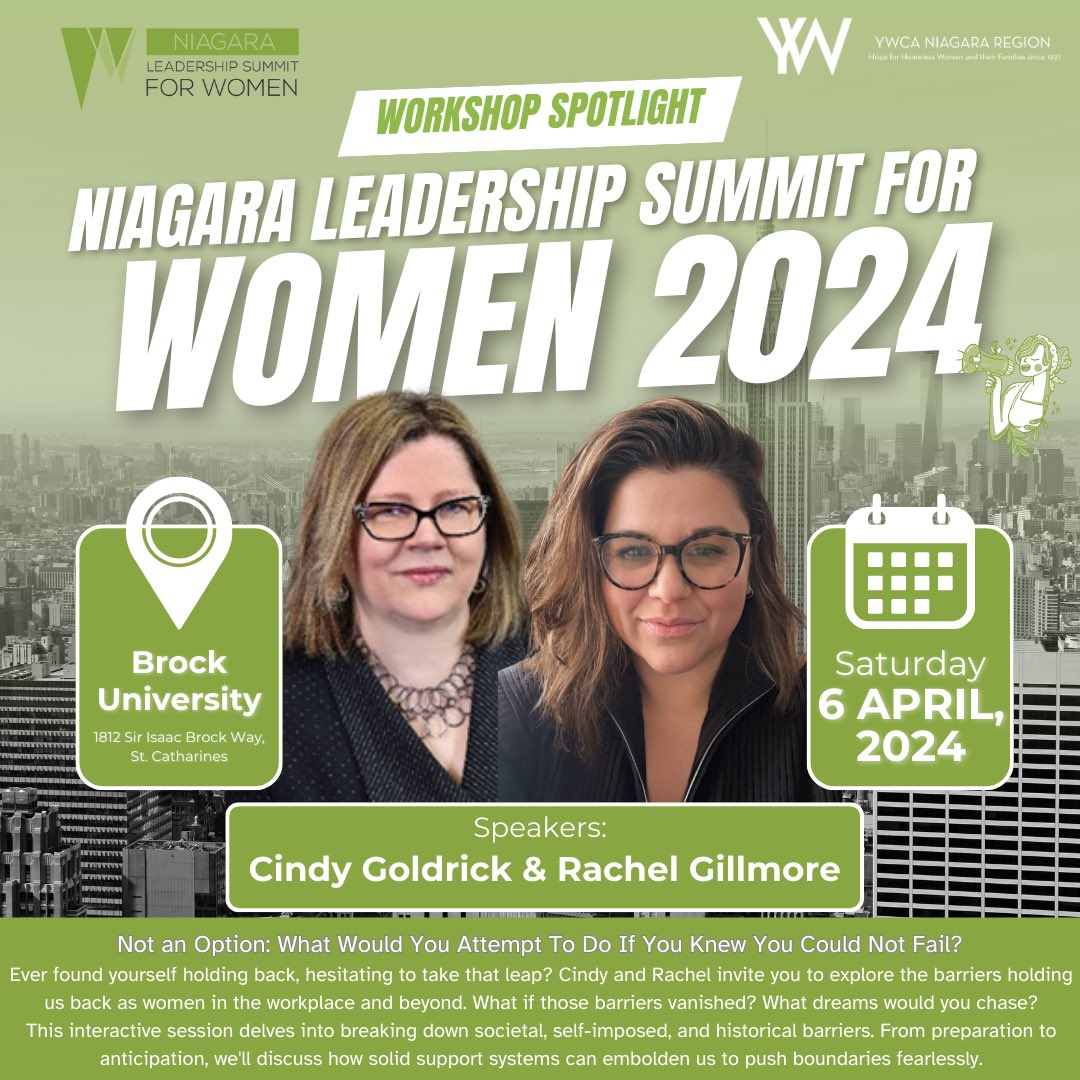 NiagaraLSW's tweet image. 🌟 Our last introduction, but certainly not least; join us for a transformative workshop with Cindy and Rachel! 

Workshop Title: Not an Option: What Would You Attempt to do if You Knew You Could Not Fail?
🗓️ Date &amp;amp; Time: April 6th, 11:00am
