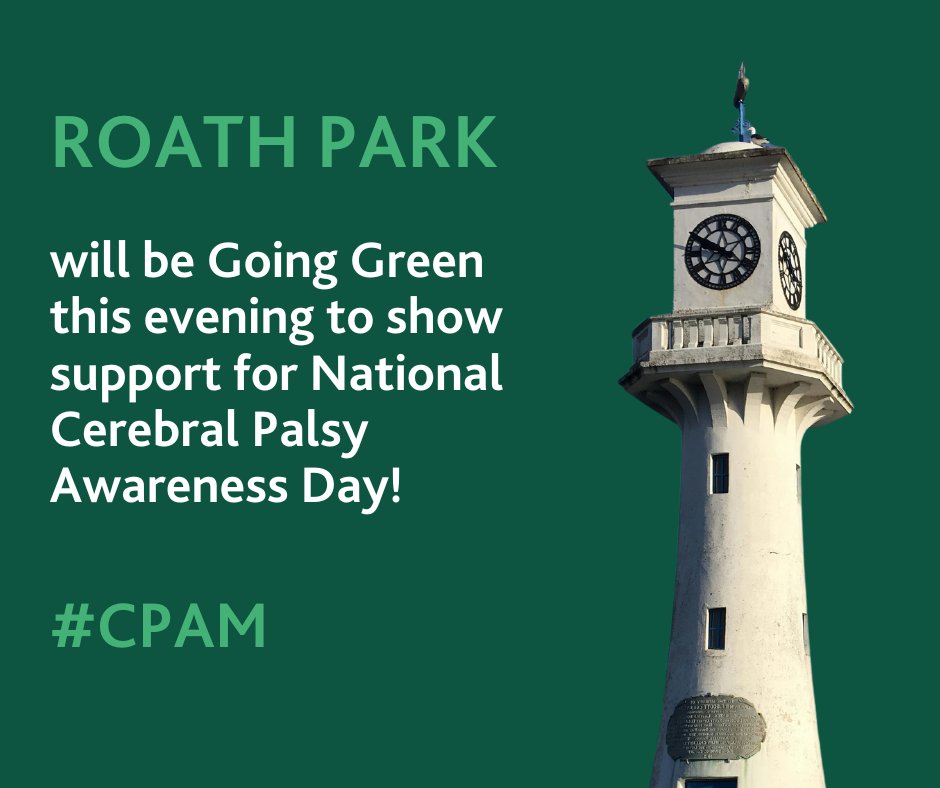 CP_Cymru's tweet photo. We are delighted to share that both @cardiff_castle and Roath Park Lighthouse will be lighting up green this evening to show their support for National Cerebral Palsy Awareness Day and Cerebral Palsy Awareness Month! 💚 https://t.co/DUu4j3lkOe