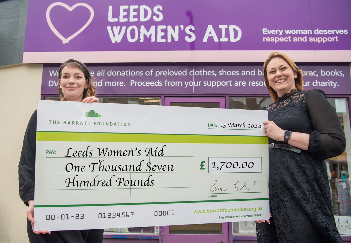 Following their amazing International Women’s Day collection of £1,000 worth of items for women in refuge, @BarrattHomes are donating a further £1,700 to help us continue to provide vital domestic abuse support. 👏 We can’t thank the team enough for this generous donation! 💜