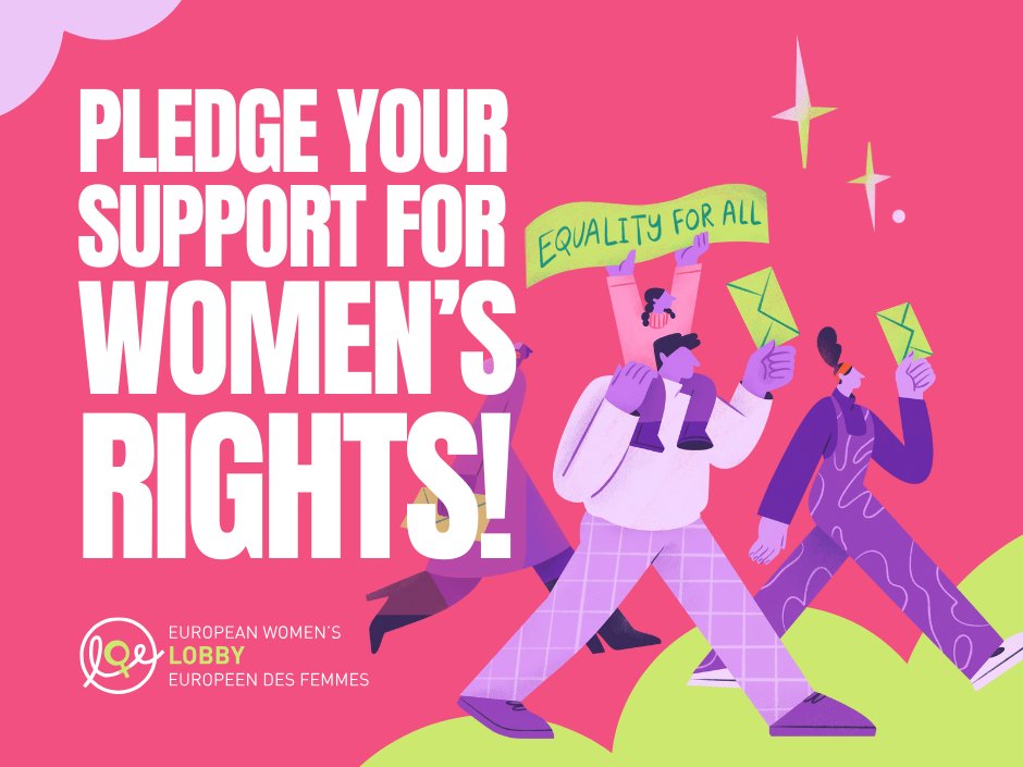 📢Women’s rights are not only a women’s issue. 🇪🇺 Join us in striving to put women’s rights and equality between women and men high on the political agenda for the next five years! 📝More: womenlobby.org/Pledge2024 #EUelections2024 #FeministEurope #UseYourVote