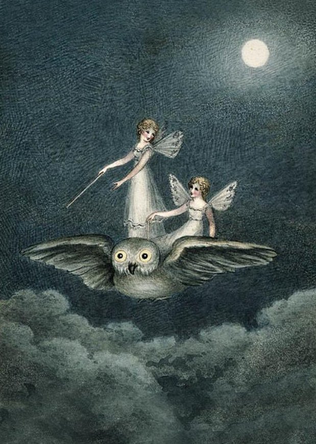 Travelling by the light of the full moon 
for #OwlishMonday
Art by Amelia Jane Murray (1800-1896)